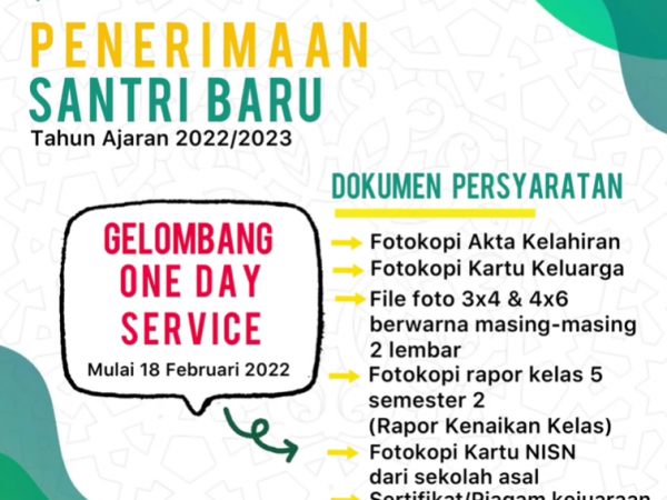 PENDAFTARAN ONE DAY SERVICE Mulai 18 Februari 2022 PENDAFTARAN ONE DAY SERVICE Mulai 18 Februari 2022